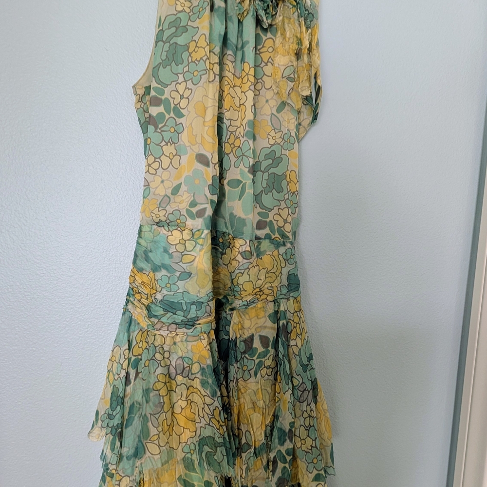 Zara High Low Dress in Green and Yellow Floral